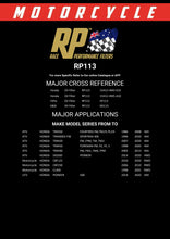 Load image into Gallery viewer, RP113 Race Performance Motorcycle Oil Filter Cross Reference Chart