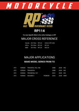 Load image into Gallery viewer, RP114 Race Performance Motorcycle Oil Filter Cross Reference Chart