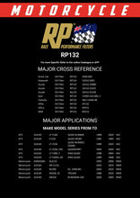 Load image into Gallery viewer, RP132 Race Performance Motorcycle Oil Filter Cross Application Chart