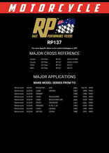 Load image into Gallery viewer, RP137 Race Performance Motorcycle Oil Filter Cross Reference Chart