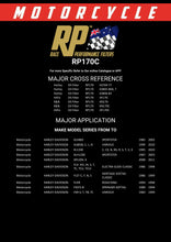 Load image into Gallery viewer, RP170C Race Performance Motorcycle Oil Filter Cross Reference Chart