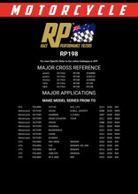 Load image into Gallery viewer, RP198 Race Performance Motorcycle Oil Filter Cross Reference Chart