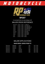 Load image into Gallery viewer, RP207 Race Performance Motorcycle Oil Filter Cross Reference Chart