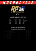 Load image into Gallery viewer, RP611 Race Performance Motorcycle Oil Filter Cross Reference Chart