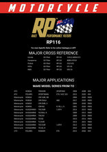 Load image into Gallery viewer, RP116 Race Performance Motorcycle Oil Filter Cross Reference Chart
