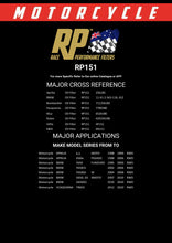 Load image into Gallery viewer, RP151 Race Performance Motorcycle Oil Filter Cross Reference Chart
