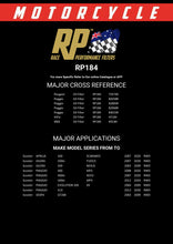 Load image into Gallery viewer, RP184 Race Performance Motorcycle Oil Filter Cross Reference Chart
